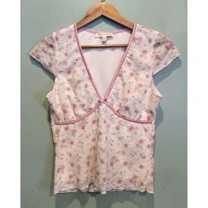 Pink Floral Babydoll Feminine Y2K Top Thirty Thirty Sz L